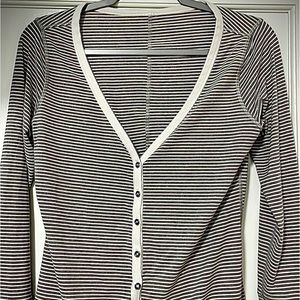 Lululemon Henley Hyper Stripe Long Sleeve Top